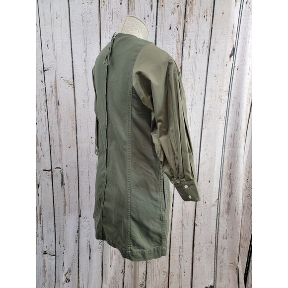 CLD Women's Size 10 Something Navy Army Green Arielle Pearl Button Dress Aline - Picture 12 of 15